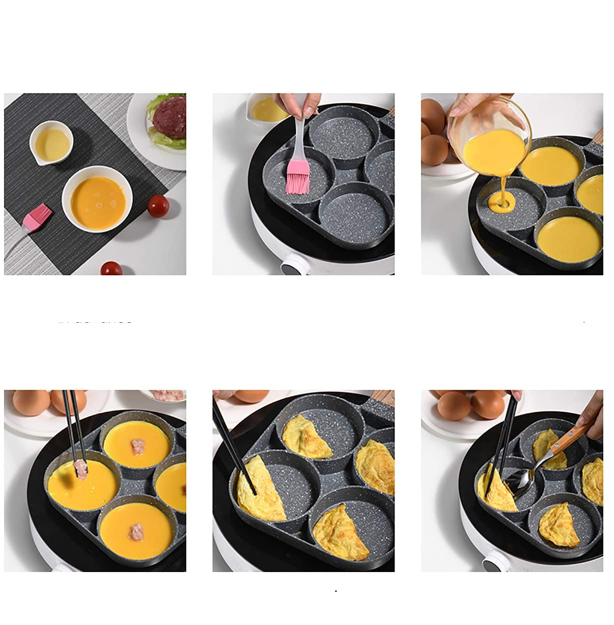 Poêle à crêpes - poêle à œufs au plat crêpe à induction avec 4  compartiments - poêle à