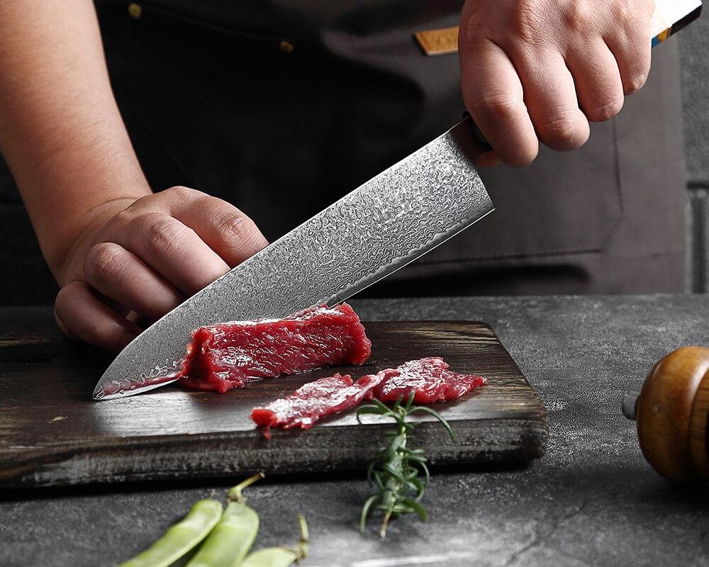 Couteau chef de cuisine professionnel avec manche en bois